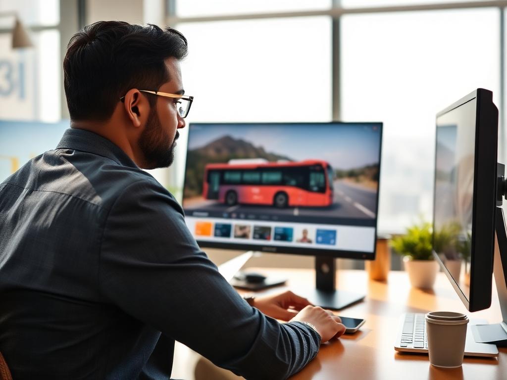 Web professional building a modern website for a bus travel company